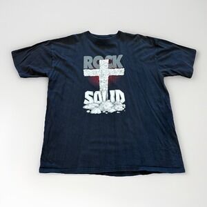 Jesus Shirt Mens XL‎ Rock Solid God Christian Vintage 90s Distressed Religious